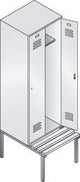 Garderobenschrank ClassicB610xT500xH2090 mm RAL 7035, 2 Abteile mit untergeb. Sitzbank