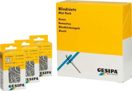 Produktbild von GESIPA Blindniet Alu/Stahl Flachrundkopf Mini-Pack 4x8mm (100 Stück) 1433534 4007081304245