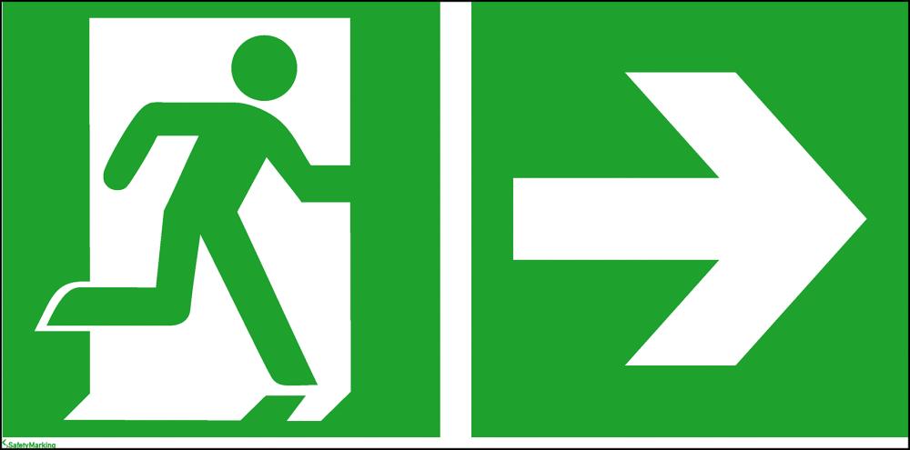 Produktbild von SafetyMarking Fluchtwegschild Folie B400xH200 mm Notausgang rechts mit Pfeil rechts 4367009400 4044589113672