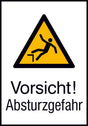 Warnschild Aluminium B262xH371 mm Vorsicht Absturzgefahr