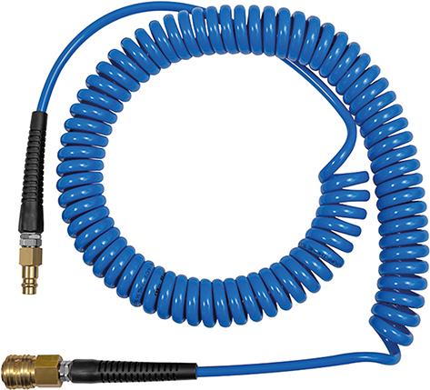 Produktbild von RIEGLER Spiralschlauch PU blau Kupplung und Stecker NW7,2 10x6,5mm 10m 158181 4047322633277