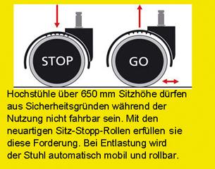 Arbeitsstuhl Stoffpolster schwarz Sitzhöhe 620-870 mm mit Rollen/Fußring