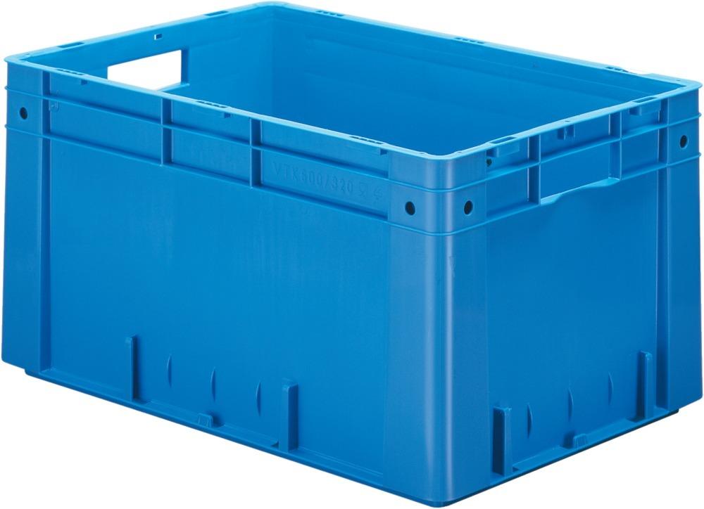 Transport-Stapelkasten B600xT400xH320 mm blau Auflast 700kg mit Griffloch