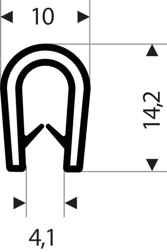 Kantenschutz flexibel weißgrau, Klemmbereich 1,0-4,5mm, 10x14,5mm 10m