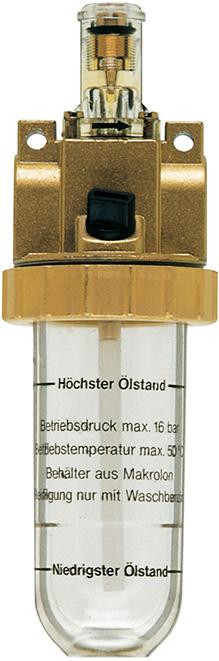 Druckluftnebelöler BR Standard, G3/8" DN6, BG 30, PC-Behälter, EWO