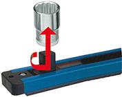 Steckleiste für 16 Stück Stecknüsse 1/2"-4kant 580mm