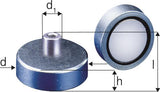 NdFeB-Flachgreif. m.Gew. 32 x 7,0 / 15,5mm Beloh, Flachgreifer-Magnet, Beloh - 9077