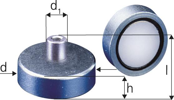 NdFeB-Flachgreif. m.Gew. 25 x 7,0 / 14,0mm Beloh, Flachgreifer-Magnet, Beloh - 9075