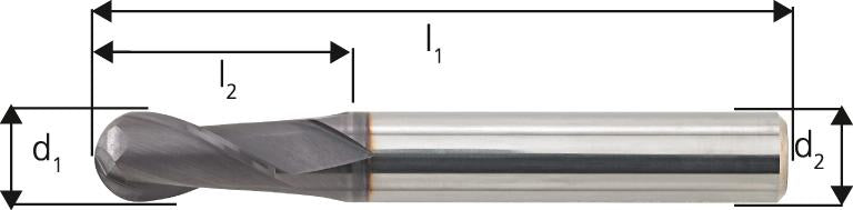 SL-Radiusfräser 6527 VHM TiALN 2,0mm Z 2 HA