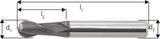 SL-Radiusfräser 6527 VHM TiALN 2,0mm Z 2 HA