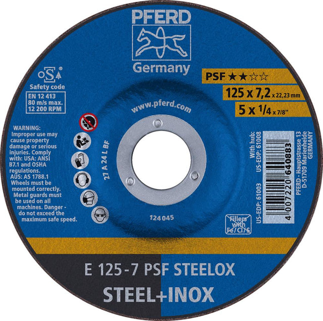 Schruppscheibe gekröpft PSFSTEELOX 125x7mm PFERD