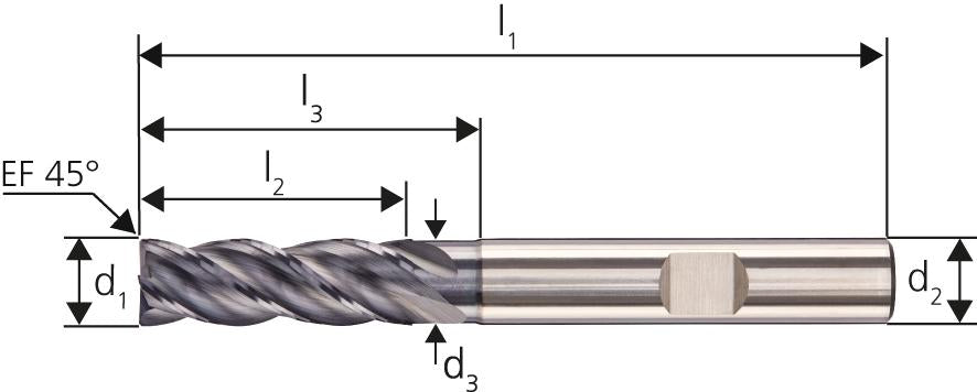 VHM HPC INOX Fräser D6527M 16,00VA Z4HB Carapace+