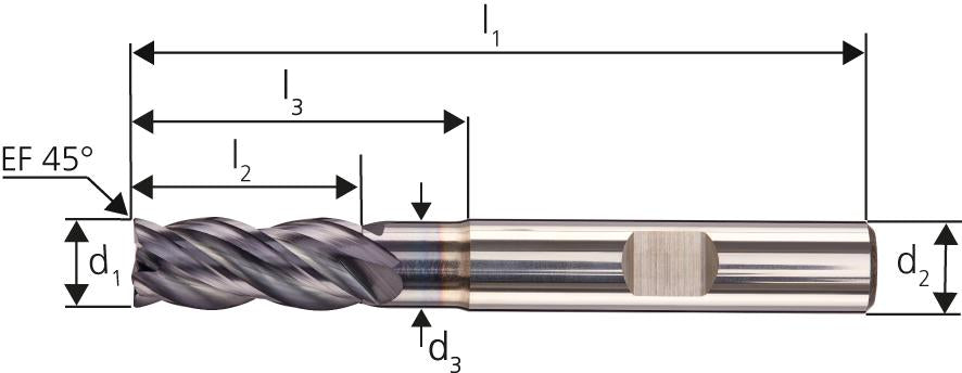 VHM HPC STEEL Fräser D6527L 20,00 Z4 Carapace