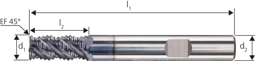 Schruppfräser lang DIN6527 VHM AlTiN+ Typ HR 6mm