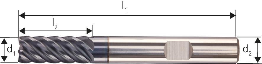 Schaftfräser lang VHM AlTiN+ Z8 45° Schaft HB 20mm