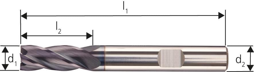 Schaftfräser DIN6527 VHM AlTiN+ Z4 30° Schaft HB 16mm