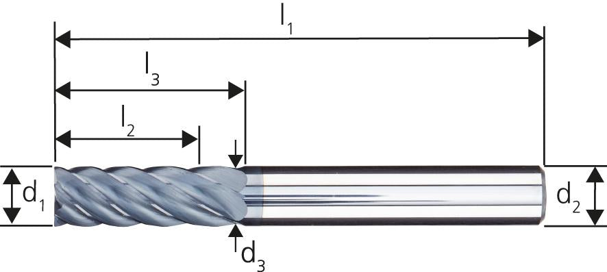 VHM Schaftfräser HPC 5mm D6527L Z4 SiTiAl Hart HA