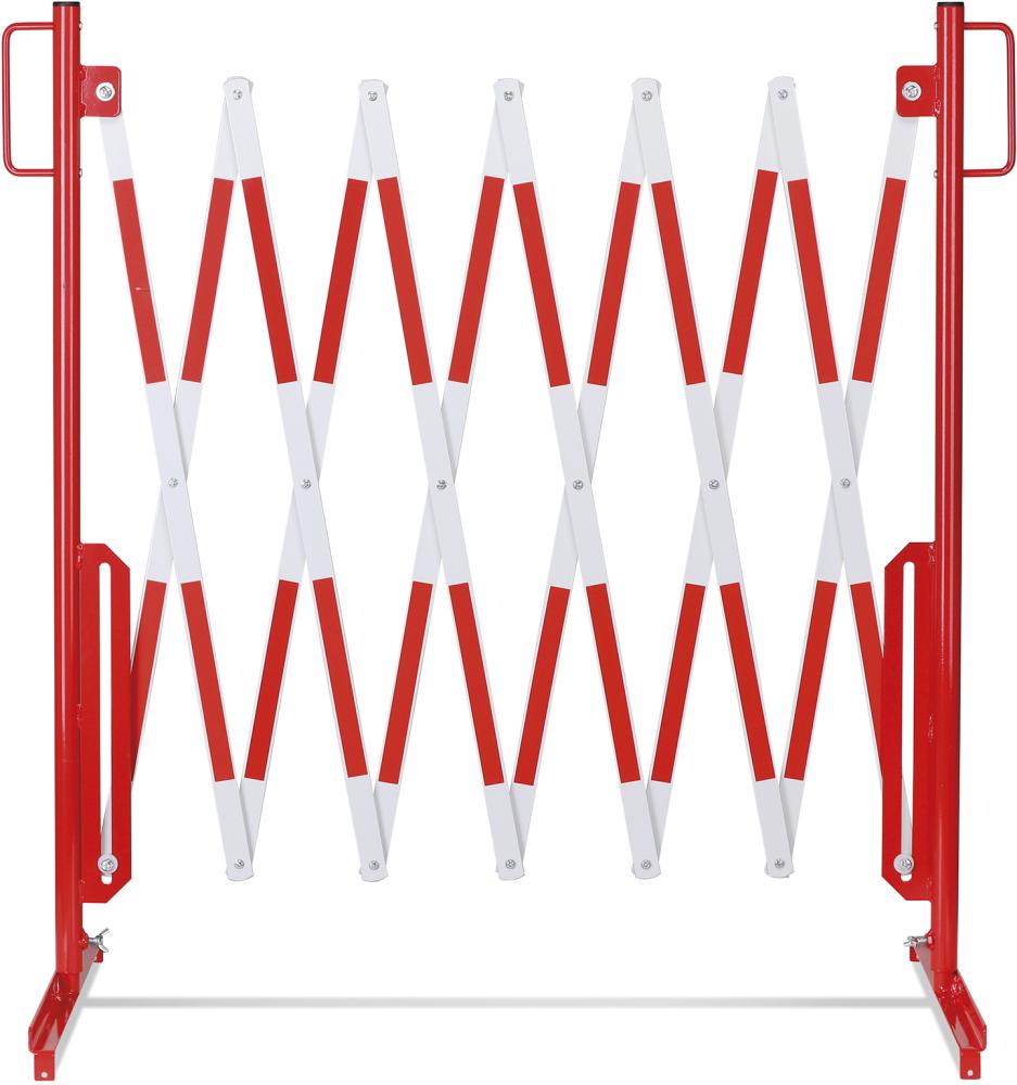 Scherengitter H 1050mm, L bis 3600mm rot/weiß stationär mit Standfuß