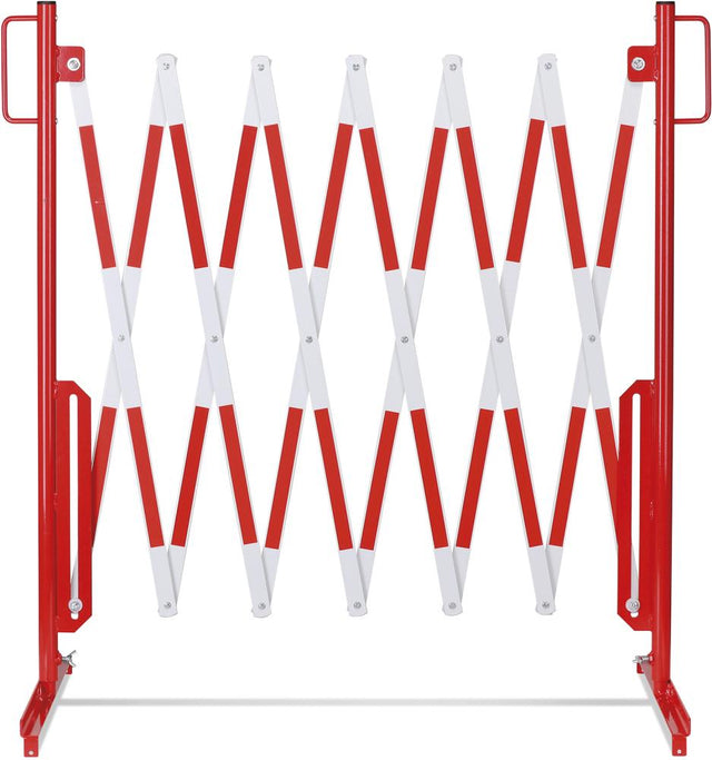 Scherengitter H 1050mm, L bis 3600mm rot/weiß stationär mit Standfuß