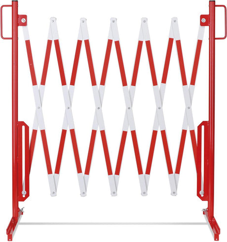 Scherengitter H 1050mm, L bis 4000mm rot/weiß stationär mit Standfuß