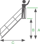 Alu-Treppe 45° 14 Stufen B 800 mm lichte Höhe 2910 mm Ausladung 3179 mm