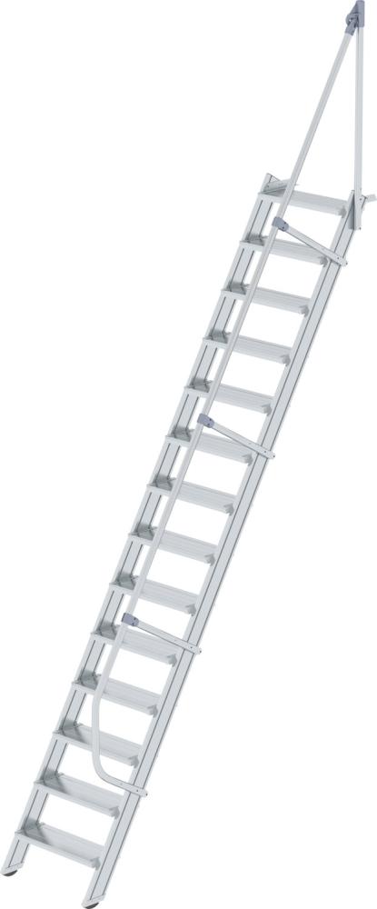 Produktbild von Günzburger Alu-Treppe 60° 14 Stufen B 600 mm lichte Höhe 3400 mm Ausladung 2161 mm 600214 4031405002142