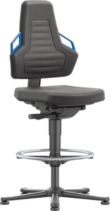 Arbeitsstuhl Nexxit 3 Griff blau Sitzhöhe 570-820 mm Supertec schwarz, Fußring