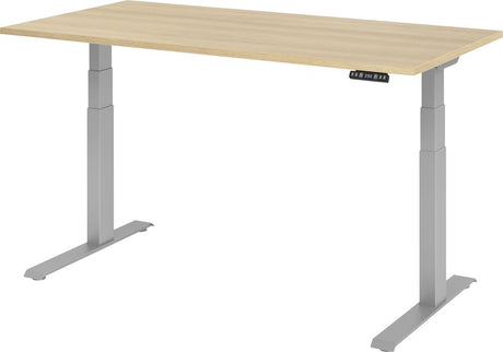 Schreibtisch höhenvers. 1600x800x640-1290 mm Gestell silber, Platte Eiche