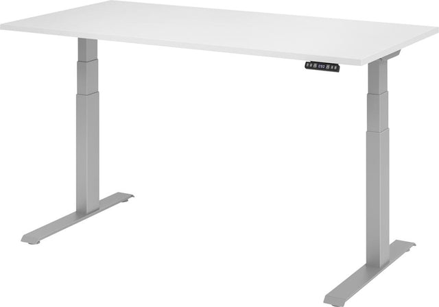 Schreibtisch höhenvers. 1600x800x640-1290 mm Gestell silber, Platte Weiss