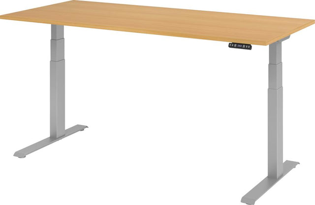 Schreibtisch höhenvers. 1800x800x640-1290 mm Gestell silber, Platte Buche