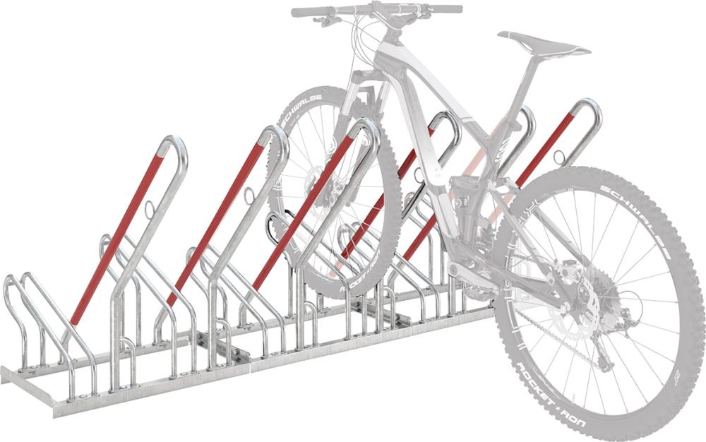 Fahrrad-Anlehnparker einseitig, verzinkt L 3000 mm, 6 Plätze