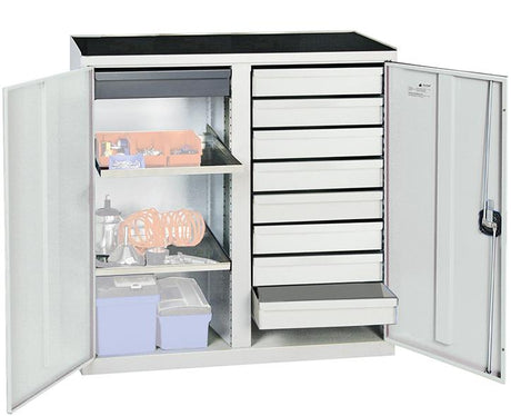 Werkzeugschrank S2000 RAL 7035/7035 9 Schubladen 2 Fachböden