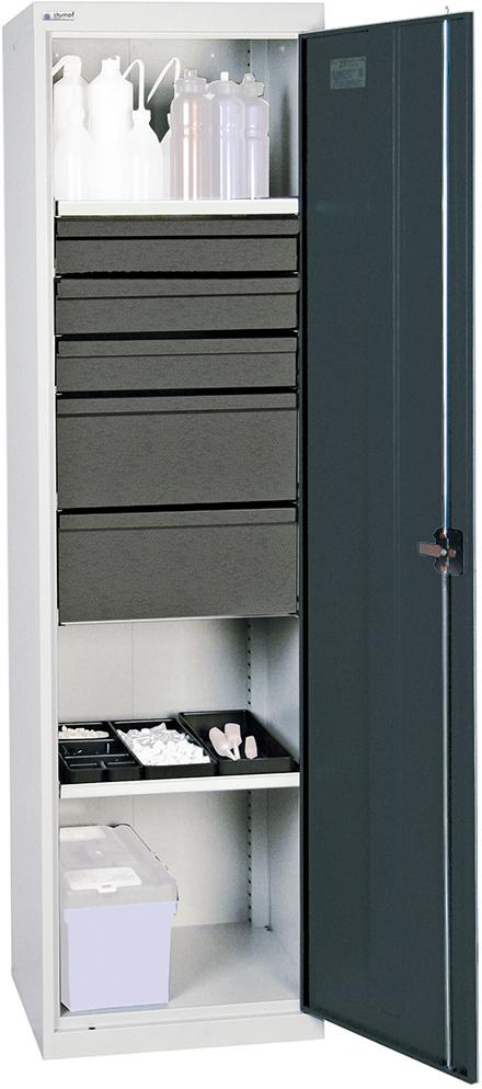 Werkzeugschrank S3000 RAL 7035/7016 2 Wannenböden 5 Schubladen