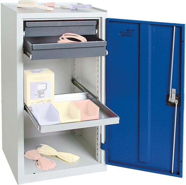 Werkzeugschrank S3000 RAL 7035/5010 2 ausz. Schubladen 1 Wannenboden