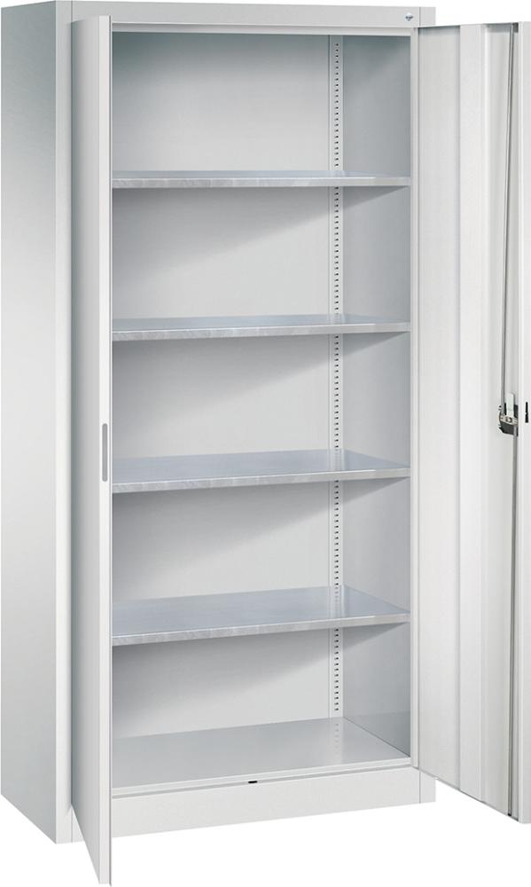 Flügeltürenschrank 4 Böden, 70kg Traglast H1950xB930xT400mm RAL 7035/7035