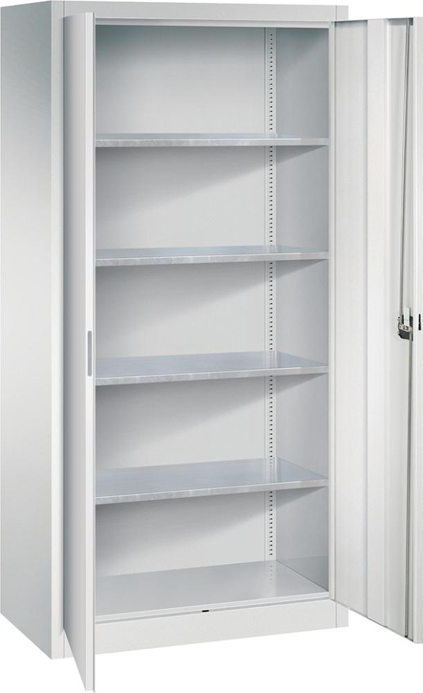 Flügeltürenschrank 4 Böden, 70kg Traglast H1950xB930xT500mm RAL 7035/7035