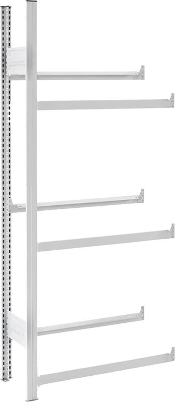 Anbauregal m.6 Traversen für Getränkekisten 1750x335x760RAL7035