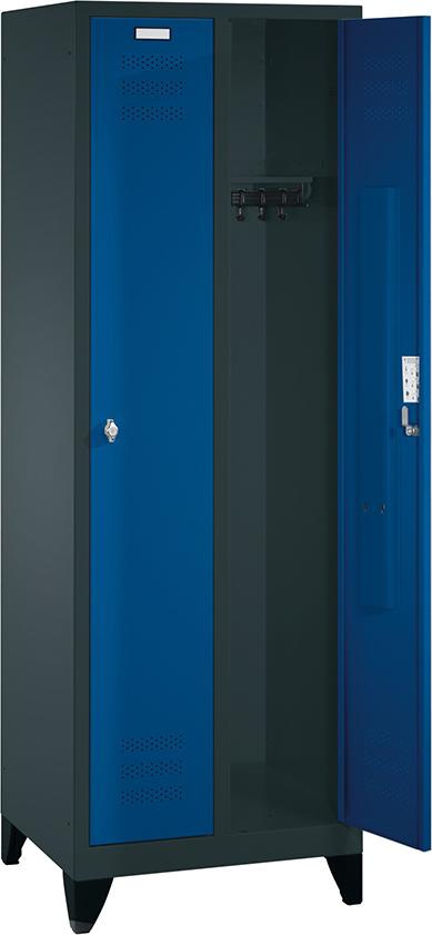 Produktbild von FORUM Garderobenschrank 1850x610x500 2 Abteile mit Füßen RAL 7016/5010 4260613406 4317784970570