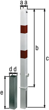 Absperrpfosten Herausnehmbar 70x70mm mit Bodenhülse Rot-Reflexion