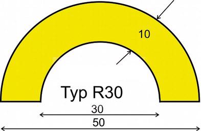 Rohrschutz Typ R30, L 5000mm gelb/schwarz selbstklebend