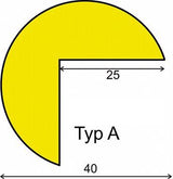 Eckschutzprofil Typ A, L 5000 mm gelb/schwarz selbstklebend