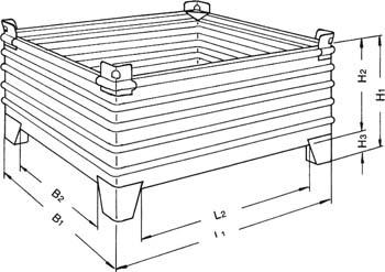 Stapelbehälter RAL 5010 B1200xT1000xH600 mm Nutzlast 2t Auflast 8t verstärkte Füße