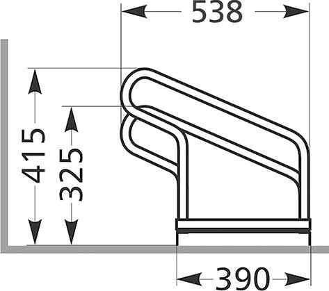 Fahrrad-Bügelparker einseitig, verzinkt L 1400 mm, 4 Plätze