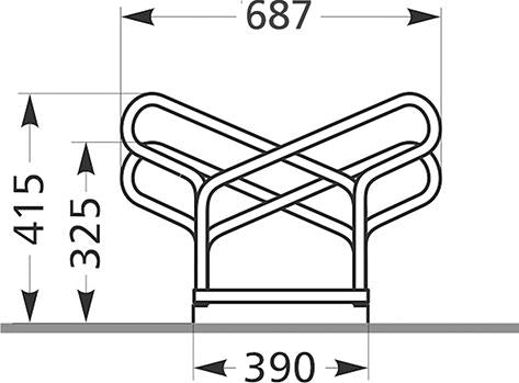 Fahrradparker Hoch/Tief zweiseitig, verzinkt L 700 mm, 4 Plätze