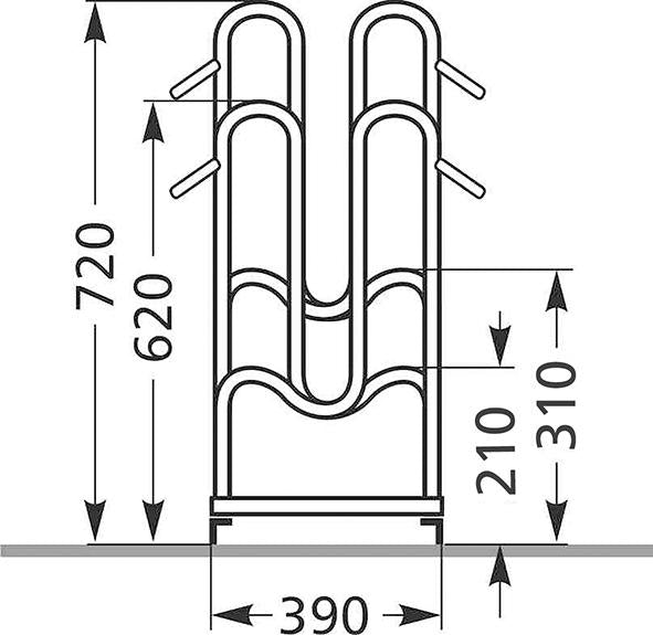 Fahrrad-Standparker zweiseitig, verzinkt L 700 mm, 4 Plätze