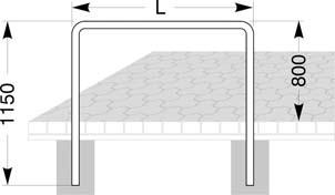 Fahrrad-Anlehnbügel Edelstahl, L 1000 mm zum Einbetonieren