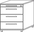 Rollcontainer Nussbaum 428x580x590 mm 3 Schübe