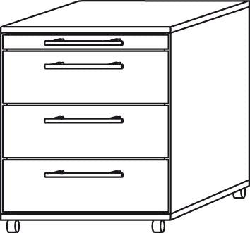 Rollcontainer Nussbaum 3 Schübe