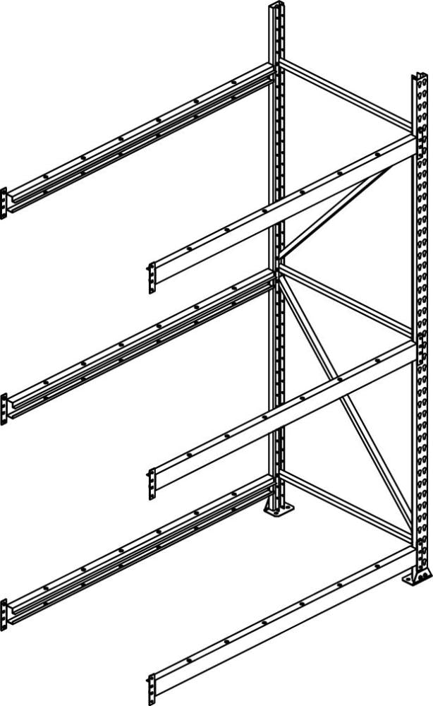 Weitspannregal Mini-Rack B2200xT1050xH3000 mm Anbaufeld 5 Stahlpaneele Fachlast 600 kg