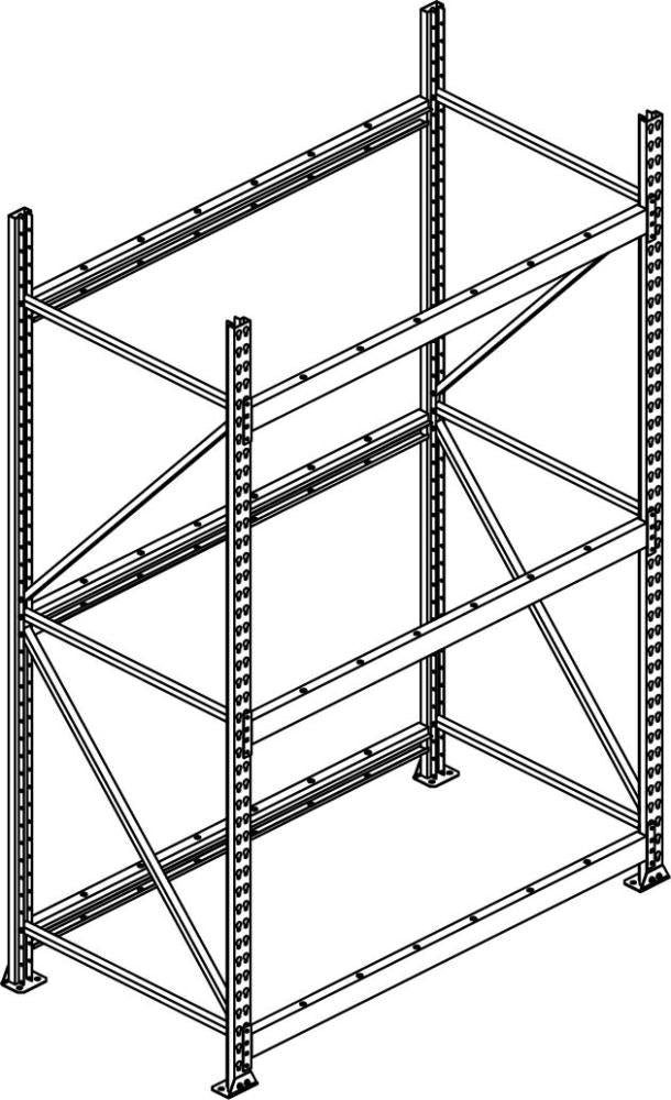 Weitspannregal Mini-Rack B1800xT800xH3000 mm Grundfeld 5 Spanplatten Fachlast 600 kg